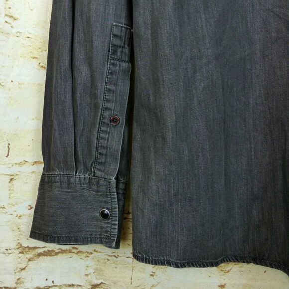 INC International Concepts Shirt Mens XXL Distress Black Western Saw Tooth Pearl - Picture 7 of 11